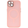 Coque MagSafe mate transparente avec protection pour appareil photo pour iPhone 14 Plus rose