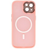 Coque MagSafe mate transparente avec protection pour appareil photo pour iPhone 14 Plus rose