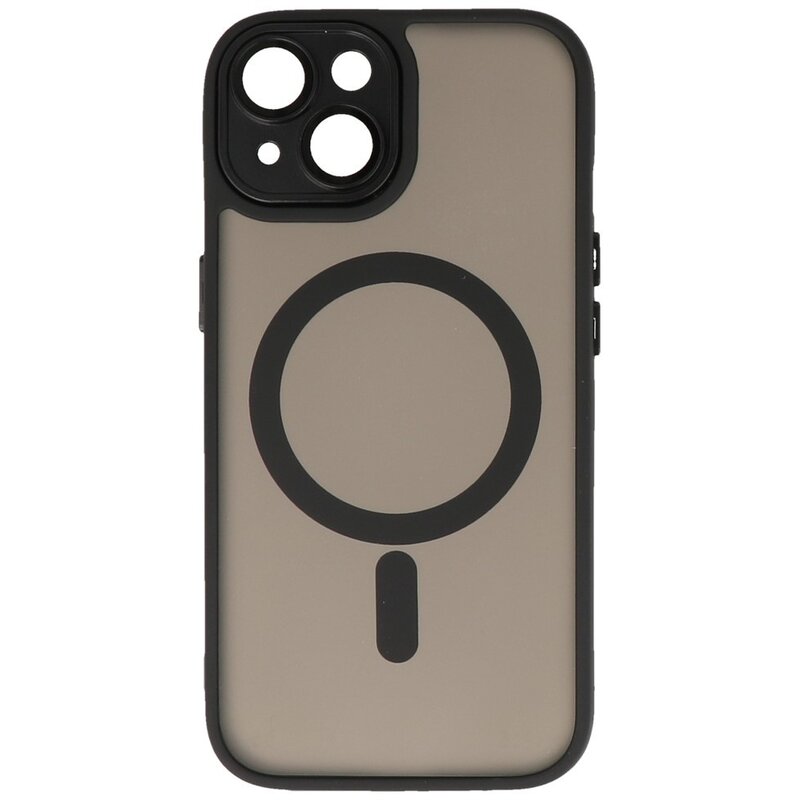 Funda MagSafe mate transparente con protector de cámara para iPhone 14 Plus, color negro