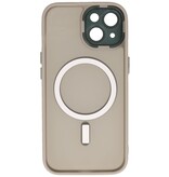 Matt-transparente MagSafe-Hülle mit Kameraschutz für iPhone 14 Plus, Grau