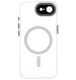 Coque transparente mate avec protection d'appareil photo Magsafe pour iPhone 16, blanche
