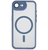 Coque transparente mate avec protection d'appareil photo Magsafe pour iPhone 16, bleu