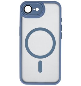 Custodia Magsafe opaca-trasparente con protezione per fotocamera per iPhone 16 blu