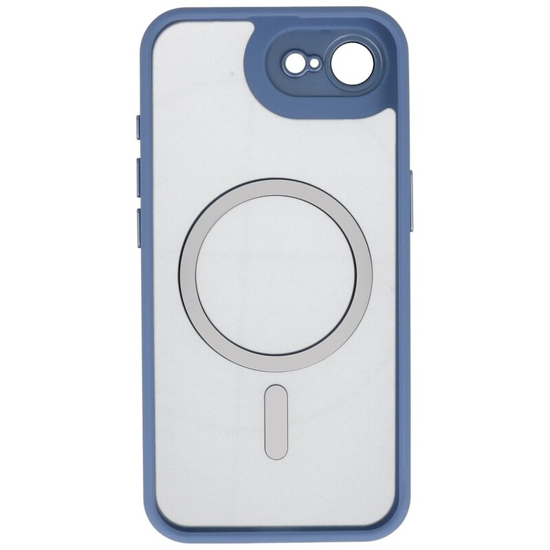Custodia Magsafe opaca-trasparente con protezione per fotocamera per iPhone 16 blu