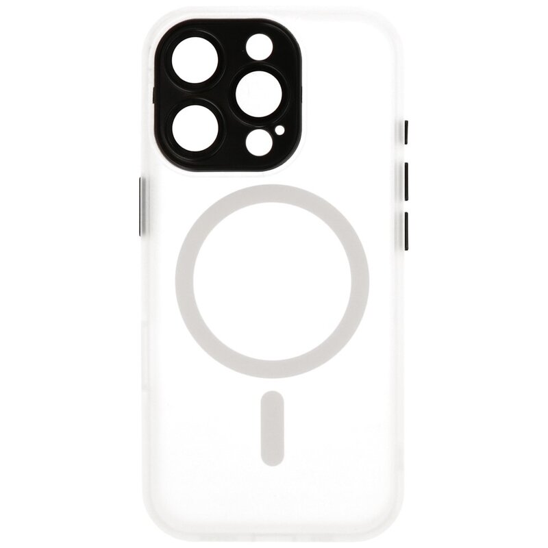 Funda Magsafe Transparente Mate con Protector de Cámara para iPhone 14 Pro Max Blanco