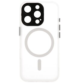 Funda Magsafe Transparente Mate con Protector de Cámara para iPhone 16 Pro Blanco