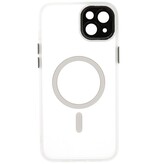 Mattransparent Magsafe-cover med kamerabeskytter til iPhone 15, hvidt