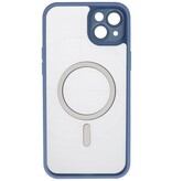 Coque transparente mate avec protection d'appareil photo Magsafe pour iPhone 15, bleu