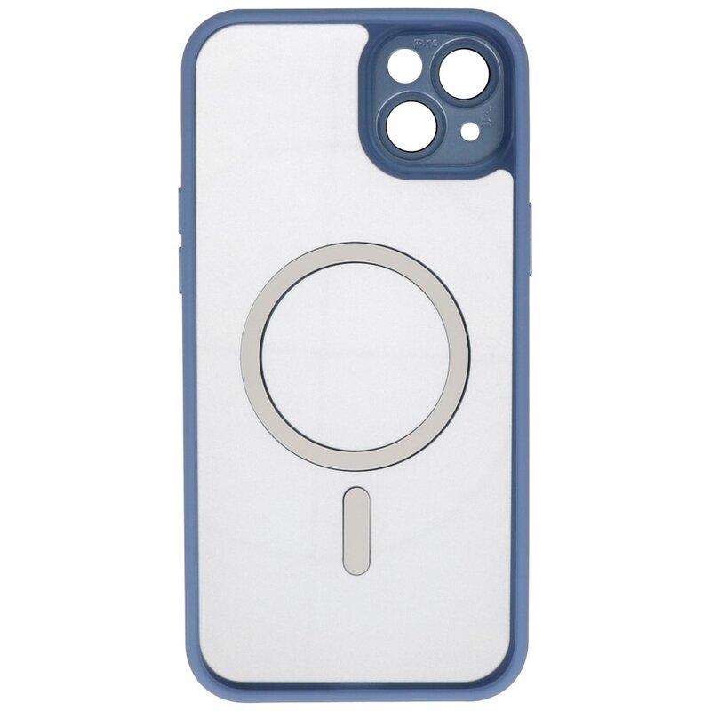 Étui MagSafe transparent mat avec protection pour appareil photo pour iPhone 15 (bleu)