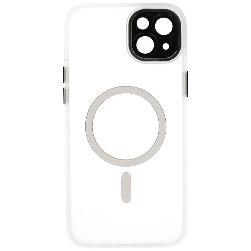 Matte-Transparent with Camera Protector Magsafe Case for iPhone 15 Plus White
