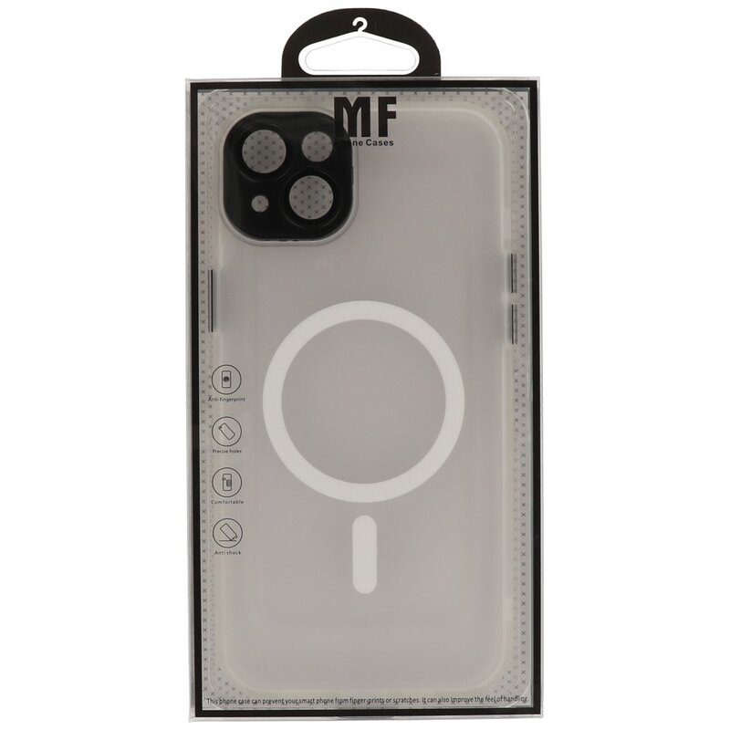 Matte-Transparent with Camera Protector Magsafe Case for iPhone 15 Plus White
