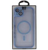 Mattransparent Magsafe-cover med kamerabeskytter til iPhone 15 Plus, blå