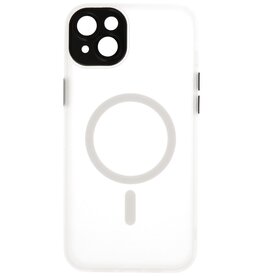 Étui MagSafe mat transparent avec protection pour appareil photo pour iPhone 14 Plus blanc