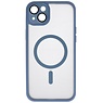 Matte-Transparent with Camera Protector Magsafe Case for iPhone 14 Plus Blue