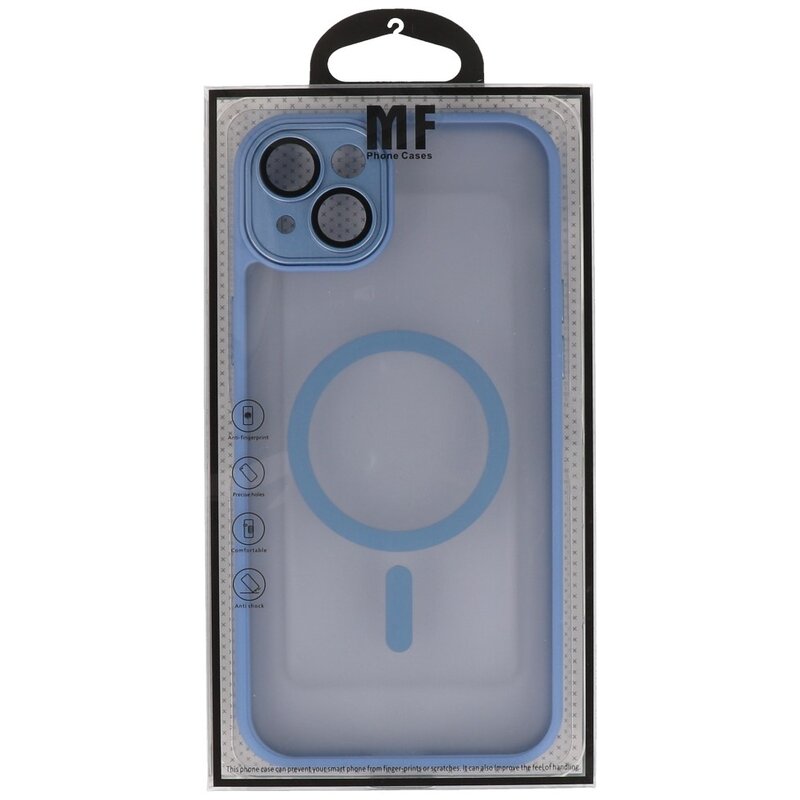 Matte-Transparent with Camera Protector Magsafe Case for iPhone 14 Plus Blue