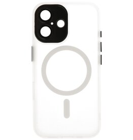 Étui Magsafe transparent mat avec protecteur d'appareil photo pour iPhone 16 blanc