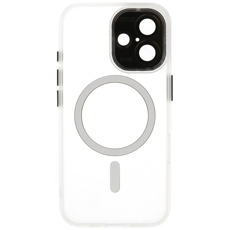 Matte-Transparent with Camera Protector Magsafe Case for iPhone 16 White
