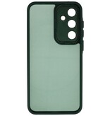 Funda transparente mate con protector de cámara para Samsung Galaxy A55, color verde oscuro