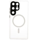 Custodia Magsafe opaca-trasparente con protezione per fotocamera per Samsung Galaxy S24 Ultra White