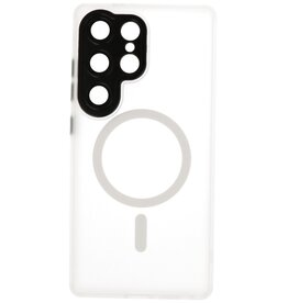 Matt-Transparent mit Kameraschutz Magsafe Hülle für Samsung Galaxy S24 Ultra Weiß