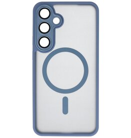 Custodia protettiva opaca-trasparente con fotocamera per Samsung Galaxy S24 Plus - S25 Plus Blu
