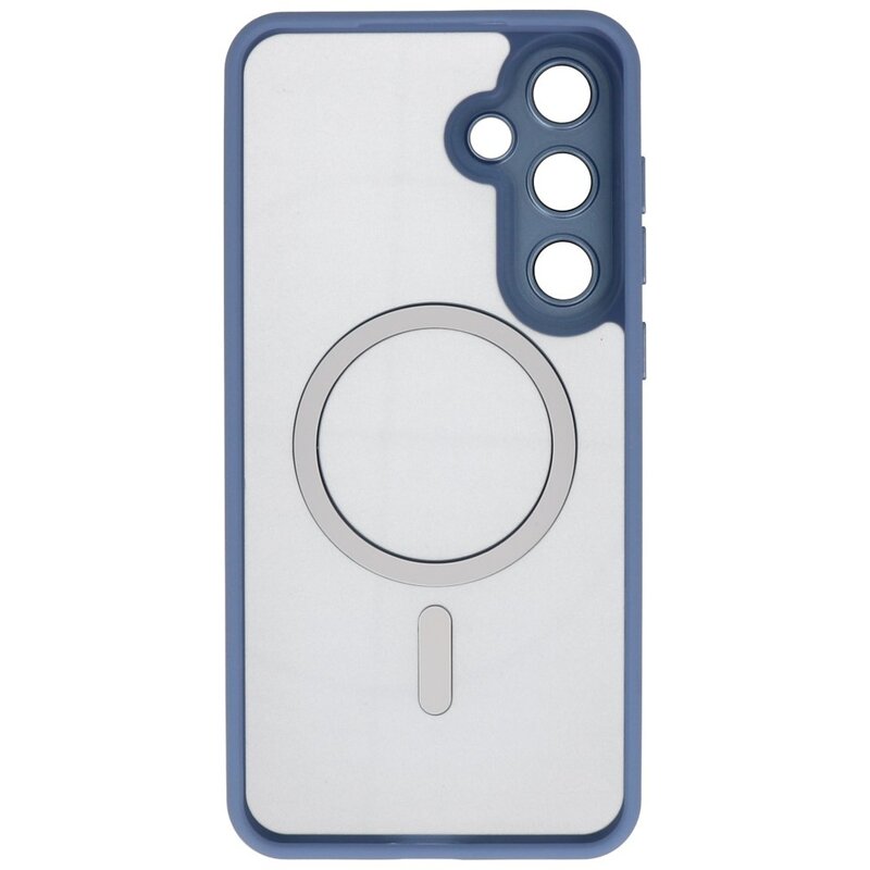 Coque transparente mate avec protection d'appareil photo pour Samsung Galaxy S24 Plus - S25 Plus, bleu