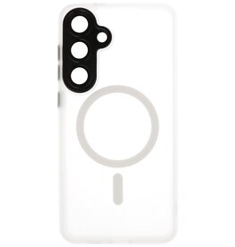 Matte-Transparent with Camera Protector Magsafe Case for Samsung Galaxy S24 White