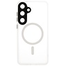 Matte-Transparent with Camera Protector Magsafe Case for Samsung Galaxy S24 White