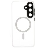 Étui MagSafe mat transparent avec protection pour appareil photo pour Samsung Galaxy S24 - S25 Blanc