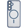 Matte-Transparent with Camera Protector Magsafe Case for Samsung Galaxy S24 - S25 Blue