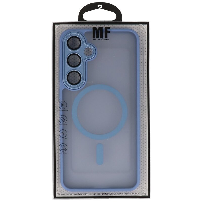 Matte-Transparent with Camera Protector Magsafe Case for Samsung Galaxy S24 - S25 Blue