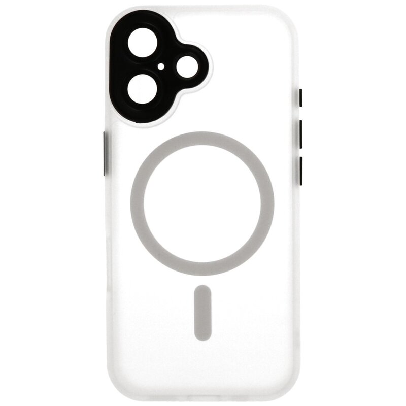 Custodia Magsafe opaca-trasparente con protezione per fotocamera per iPhone 17 bianco