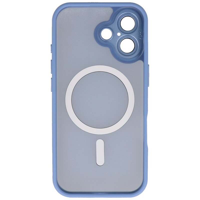 Coque mate transparente avec protection d'appareil photo Magsafe pour iPhone 17, bleu