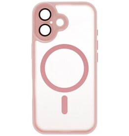Coque transparente mate avec protection d'appareil photo Magsafe pour iPhone 17, rose