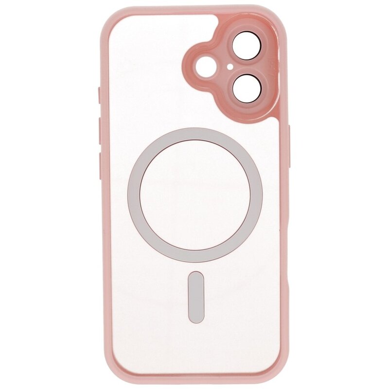 Funda Magsafe mate transparente con protector de cámara para iPhone 17, color rosa