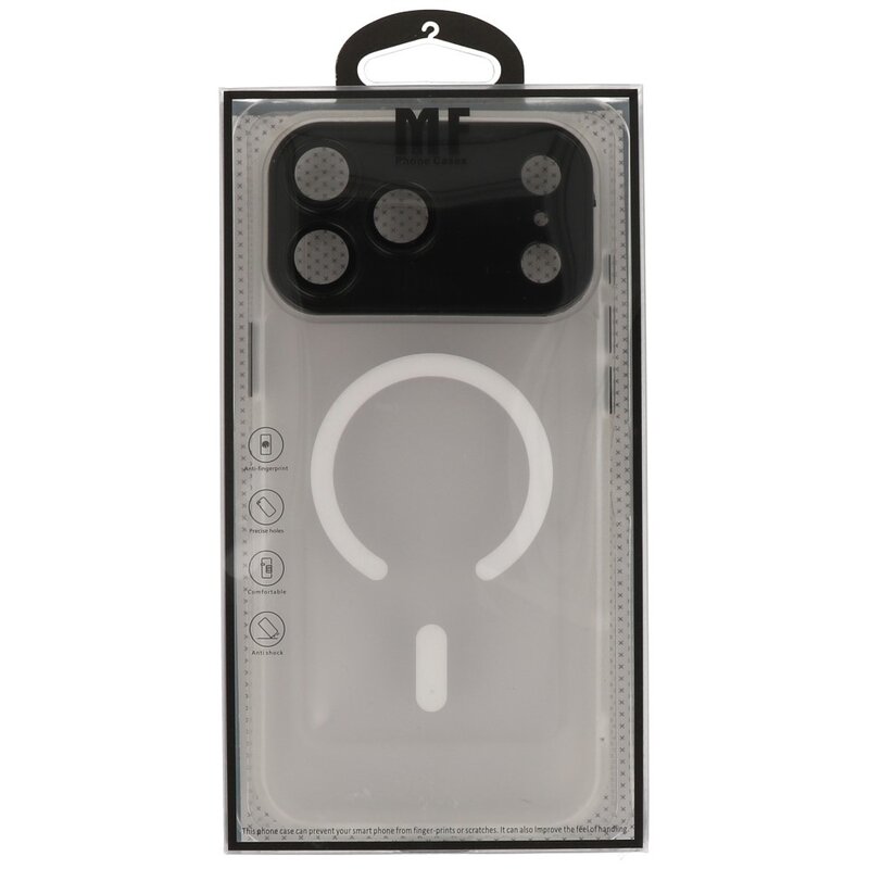 Coque transparente mate avec protection d'appareil photo Magsafe pour iPhone 17 Pro, blanche
