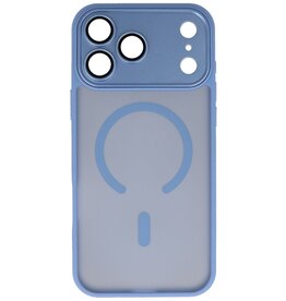 Custodia Magsafe opaca-trasparente con protezione per fotocamera per iPhone 17 Pro blu