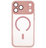 Custodia Magsafe opaca-trasparente con protezione per fotocamera per iPhone 17 Pro rosa