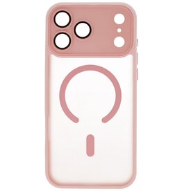 Coque transparente mate avec protection d'appareil photo Magsafe pour iPhone 17 Pro, rose