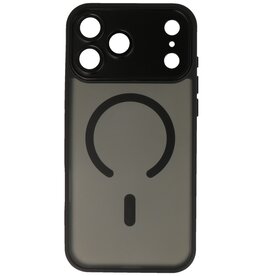 Coque transparente mate avec protection d'appareil photo Magsafe pour iPhone 17 Pro Max, noire