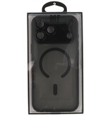Custodia Magsafe opaca-trasparente con protezione per fotocamera per iPhone 17 Pro Max, nera