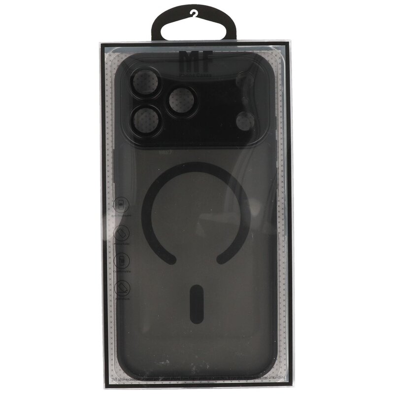 Coque transparente mate avec protection d'appareil photo Magsafe pour iPhone 17 Pro Max, noire