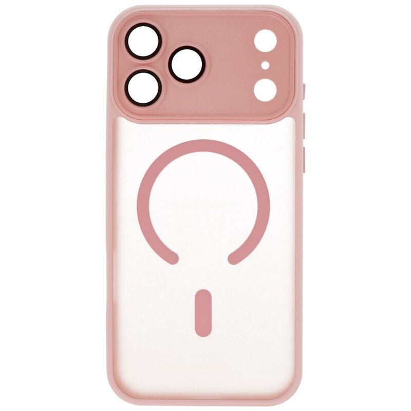 Custodia Magsafe opaca-trasparente con protezione per fotocamera per iPhone 17 Pro Max rosa