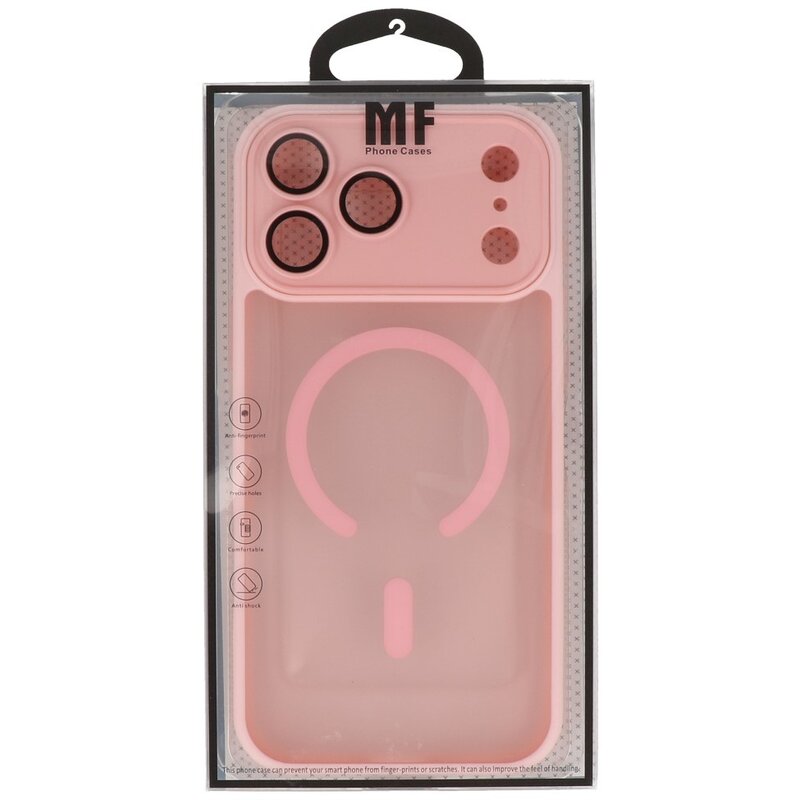 Custodia Magsafe opaca-trasparente con protezione per fotocamera per iPhone 17 Pro Max rosa