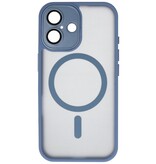 Custodia Magsafe opaca-trasparente con protezione per fotocamera per iPhone 15 blu - Copia