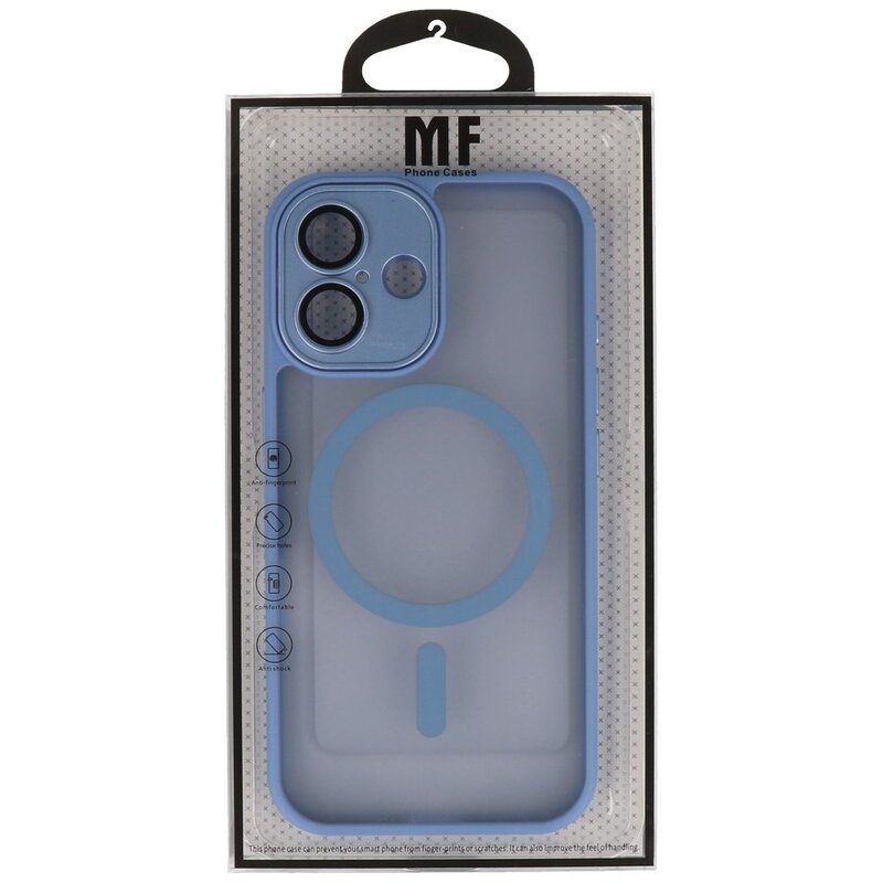 Funda Magsafe mate transparente con protector de cámara para iPhone 14-13, color azul