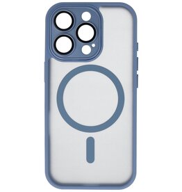 Matte-Transparent with Camera Protector Magsafe Case for iPhone 15 Pro Max Blue