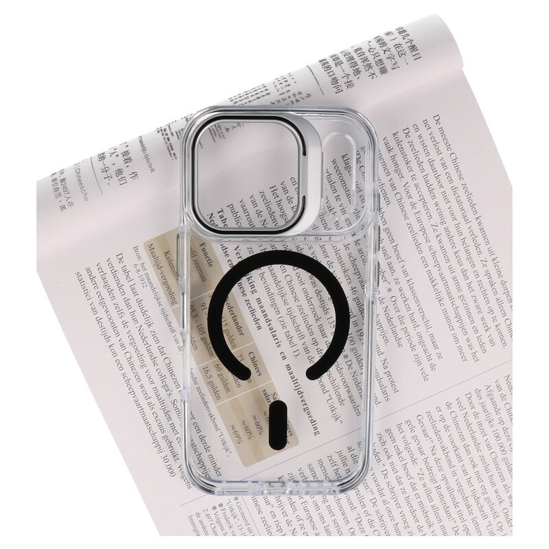 J2 Ingebouw Magsafe J2 Ingebouw Magsafe met Staande Functie - Geelbestendig Transparant Materiaal Hoesje voor de iPhone 17 Pro