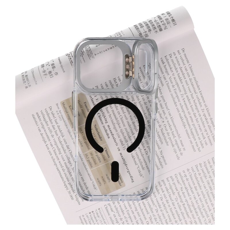 J2 Ingebouw Magsafe J2 Built-in Magsafe with Standing Function - Yellow-resistant Transparent Material Case for iPhone 17 Pro - Black