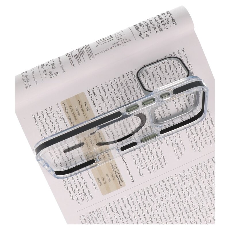 J2 Ingebouw Magsafe J2 Magsafe integrato con funzione di supporto - Custodia in materiale trasparente resistente al giallo per iPhone 17 Pro - Nero